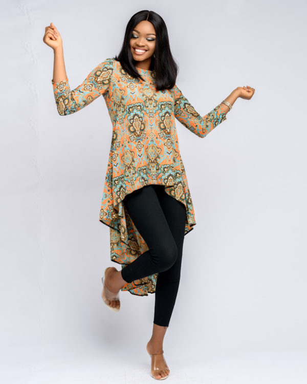 Brown Women high low loose tunnic top