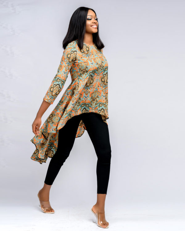 Brown Women high low loose tunnic top